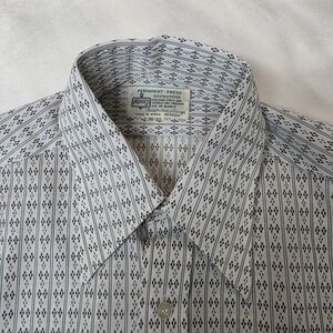 Kmart 70s Men's Long Sleeve Striped Dress Shirt Size 16-33 Diamond gray EUC